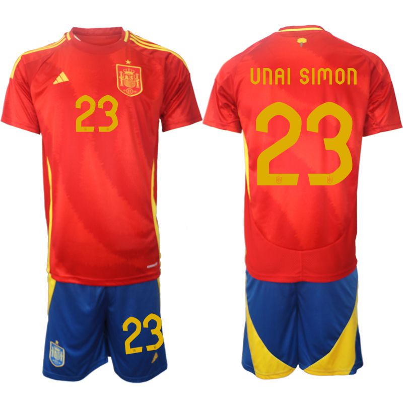 Men 2024-2025 Season Spain home red #23 Soccer Jersey